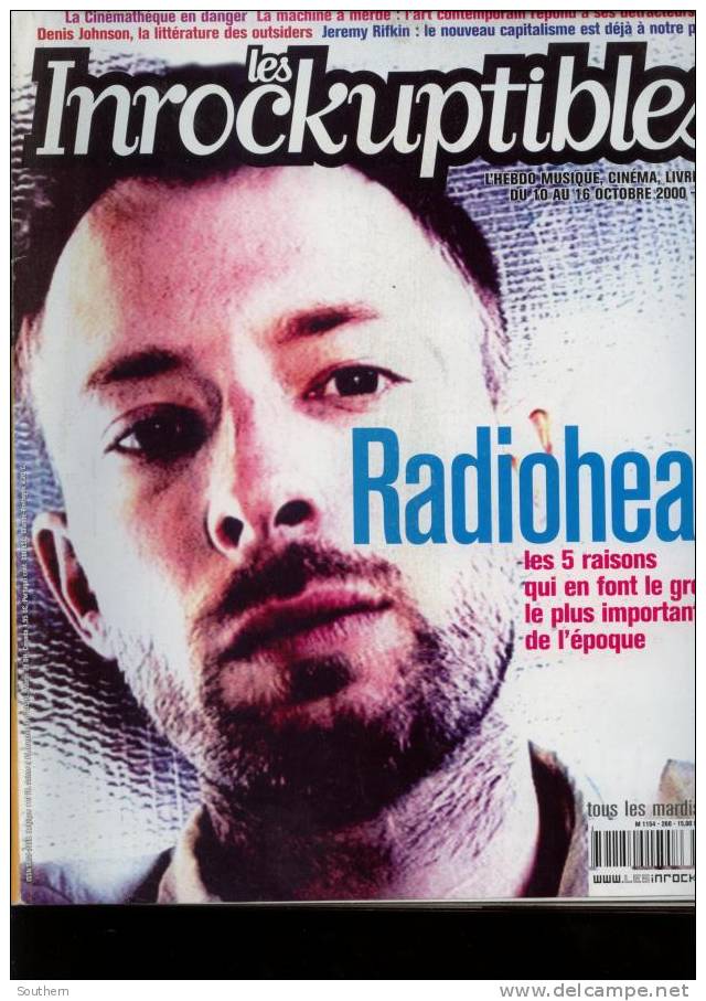 Les Inrockuptibles 260 10/10/2000 Radiohead Delvoye Rifkin Chaillot Johnson Baptist Générals Bernstein Ferguson Sociétas - Muziek