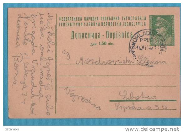 A-159  JUGOSLAVIA JUGOSLAWIEN JUGOSLAVIJA POSTAL CARD RRR CANCEL OMLADINSKA RADNA AKCIJA RRR - Entiers Postaux