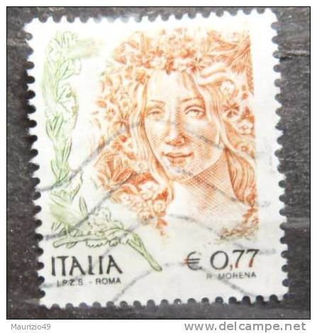 2002 Nr 2591 ITALY La Donna Nell'arte € 0,77 Scritta Inf.  IPZS ROMA Colore Marrone Sulla Cifra (parziale) - 2001-10: Usati