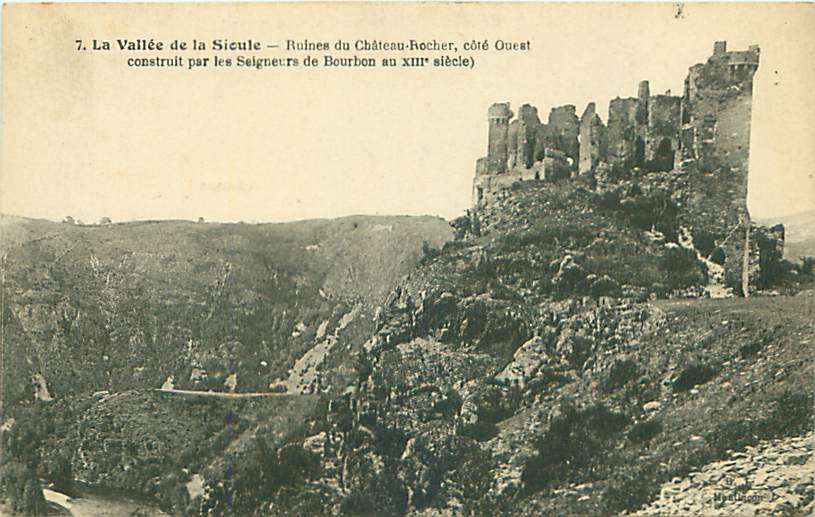 03 - Vallée De La Sioule - Ruines Du Château-Rocher, Côté Ouest (B. Laville, Montluçon, N° 7) - Autres & Non Classés