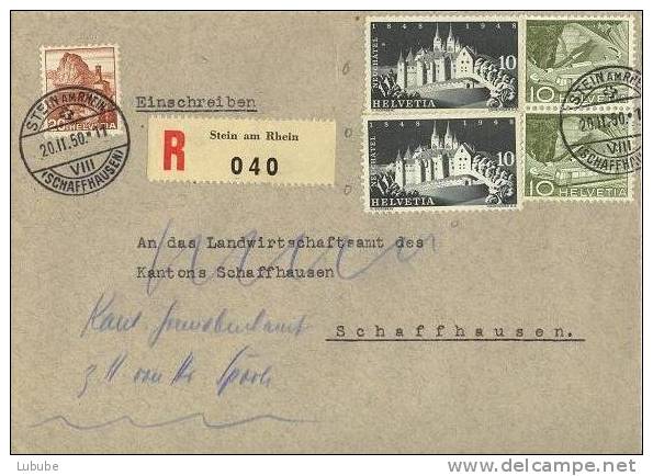 Ungewöhnlicher R-Brief  Stein Am Rhein - Schaffhausen     1950 - Covers & Documents