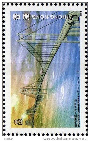 New Bridge To China 1997 Lantau-Brücke Hongkong 818+Block 53 **/o 11€ Architektur Wahrzeichen Bridges Sheet Bf HONG KONG - Blocks & Sheetlets