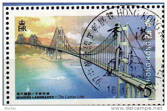 New Bridge to China 1997 Lantau-Brücke Hongkong 818+Block 53 **/o 11€ Architektur Wahrzeichen bridges sheet bf HONG KONG