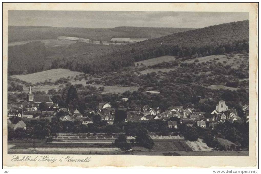 BAD KÖNIG Im Odenwald; Panorama, Bahnpost Gel. 1948 - Bad König