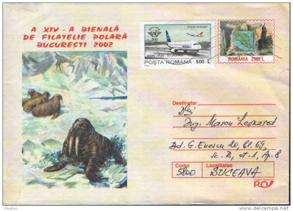 Romania-Postal Stationary Cover 2002- Polar Philately-Walruses;Morse; Morsezeichen. - Événements & Commémorations