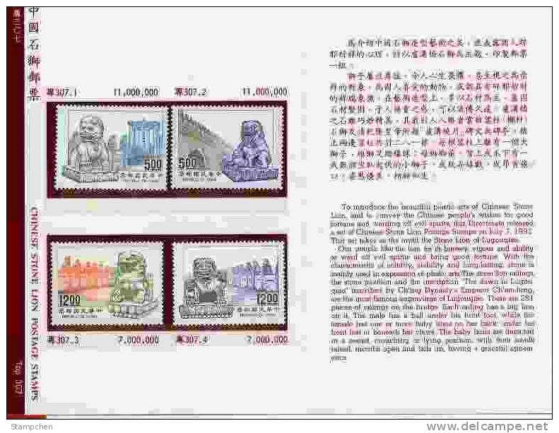 Folder Taiwan 1992 Chinese Stone Lion Stamps Bridge Marco Polo - Unused Stamps