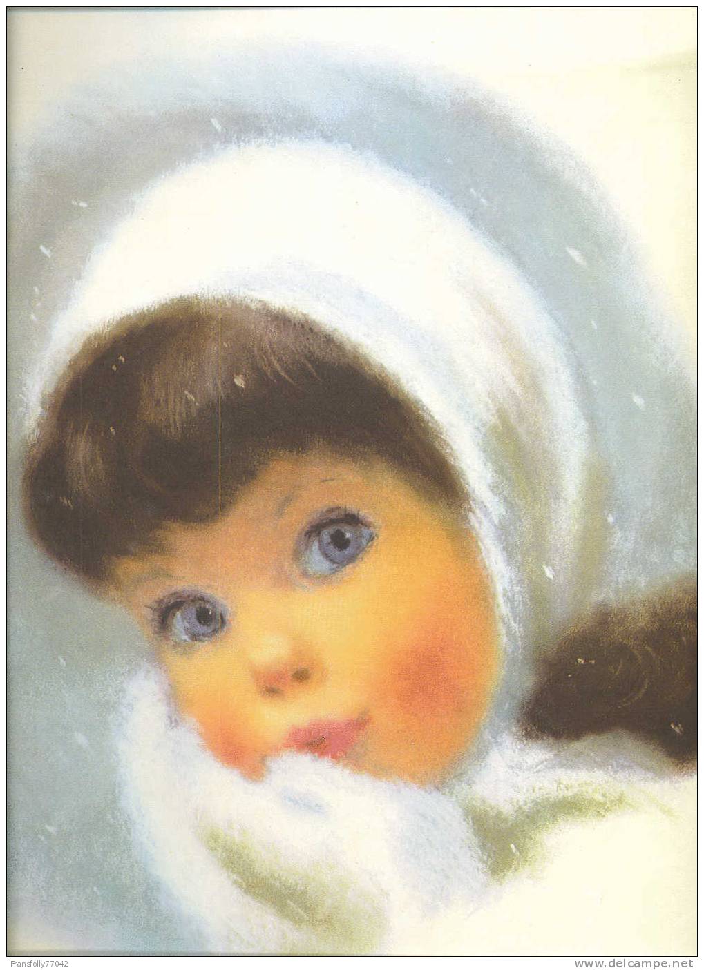 LITHOGRAPH OF Beautiful LITTLE GIRL In MITTENS By FRANCES HOOK For NORTHERN PAPER MILLS Advertising 1960 - Lithographies