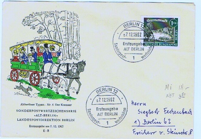 1962   Alt Berlin 1 DM FDC Mi Nr 229 - Briefe U. Dokumente