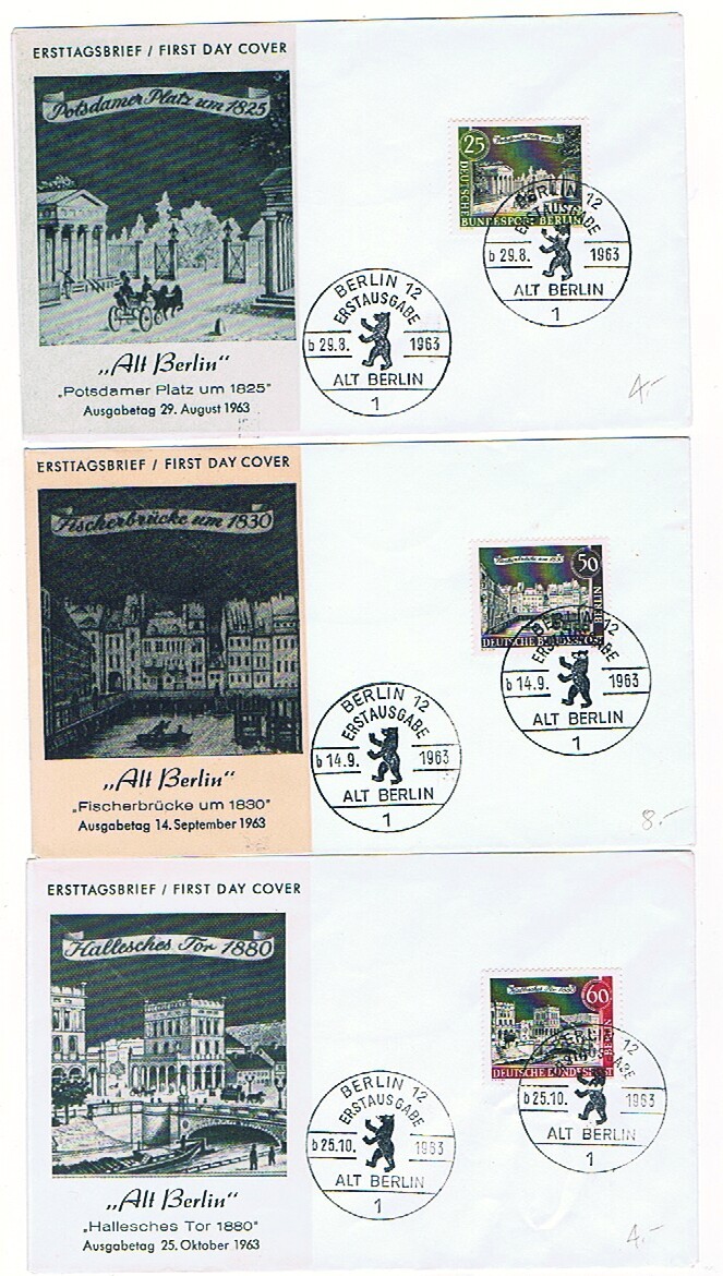1962   Alt Berlin   25 Pf, 50 Pf, 60 Pf   FDC Mi Nr 222, 224, 225  FDC - Briefe U. Dokumente