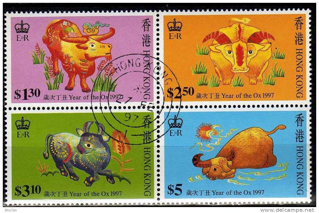 Year of the Ox 1997 Hongkong 785/8,ZD,Block 45 **/o 27€ Neujahr CHINA Stickerei hb blocs m/s New Year sheet bf HONG KONG