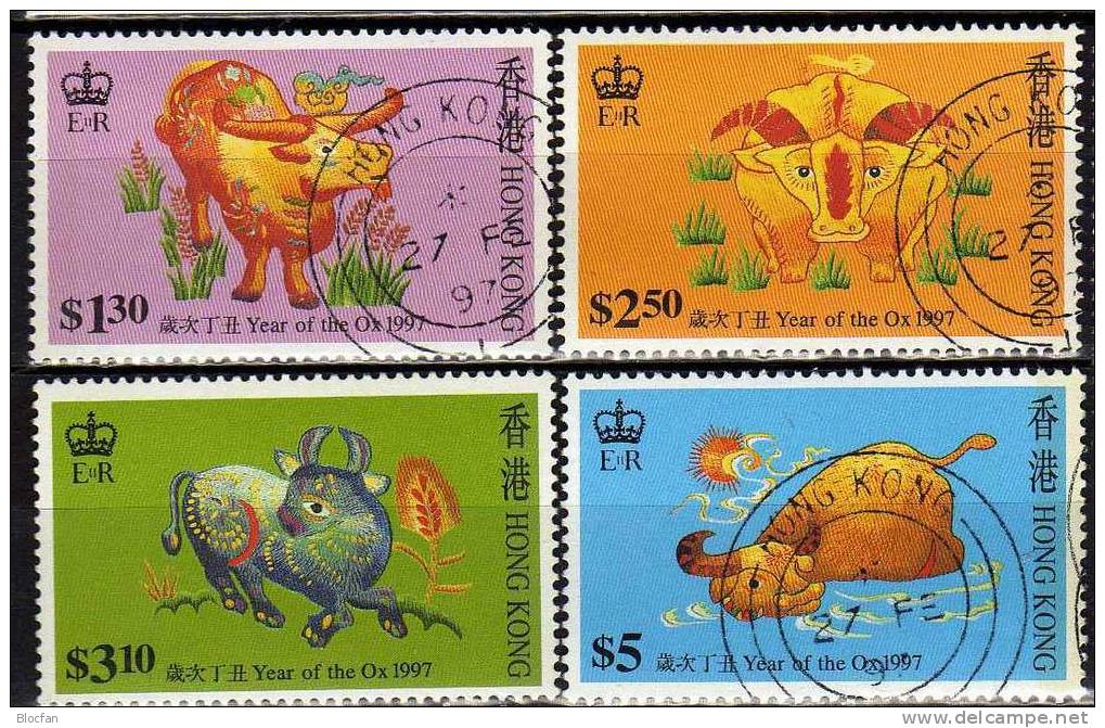 Year of the Ox 1997 Hongkong 785/8,ZD,Block 45 **/o 27€ Neujahr CHINA Stickerei hb blocs m/s New Year sheet bf HONG KONG