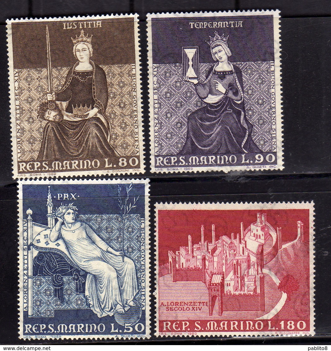 REPUBBLICA DI SAN MARINO 1969 DIPINTI DI AMBROGIO LORENZETTI SERIE COMPLETA COMPLETE SET MNH - Unused Stamps