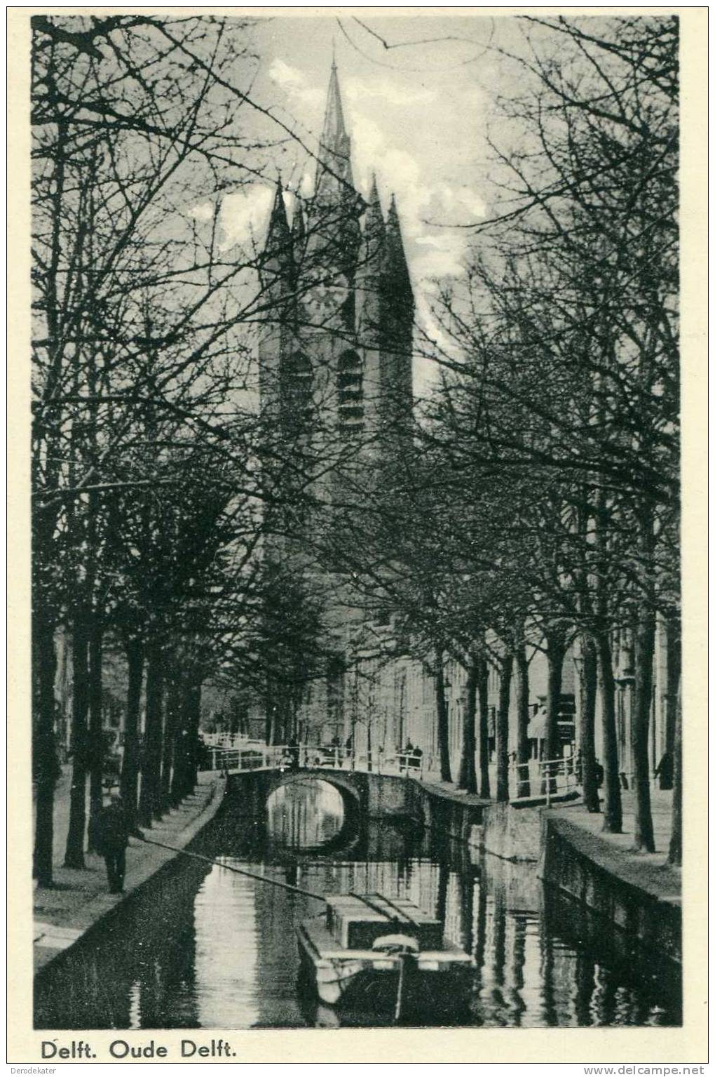 Delft. Oude Kerk. V.L.D. 1943. Gelopen Van Delft Naar Schiedam. Boot. Vlet. Flat Boat. Flette. - Delft