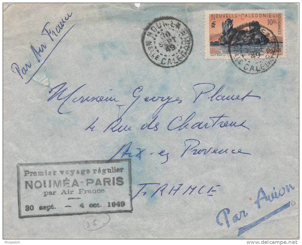 NOUVELLE CALEDONIE  VOL NOUMEA-PARIS  1949 - Covers & Documents