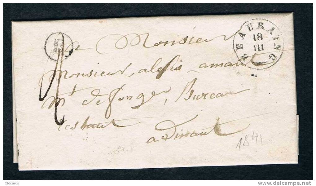 Belgique Précurseur 1841 Lettre Avec Boîte R De Vonêche + T18 "BEAURAING". - 1830-1849 (Independent Belgium)