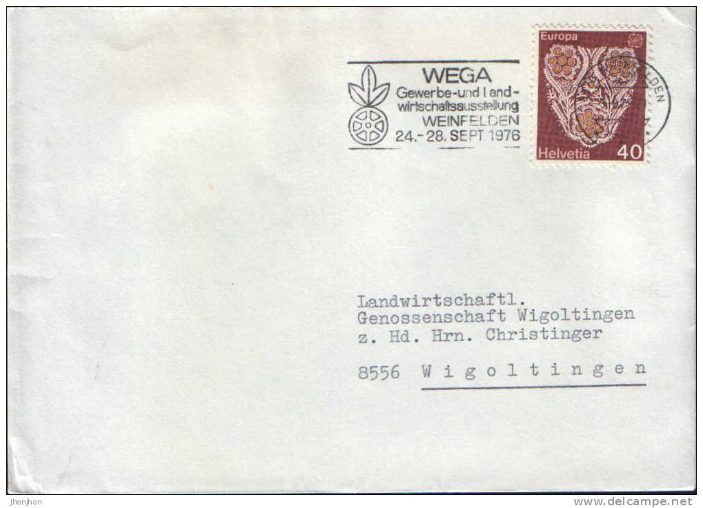 Suisse-Enveloppe Circule En 1976 Avec Un Cachet De Publicite-Europa CEPT - 1976