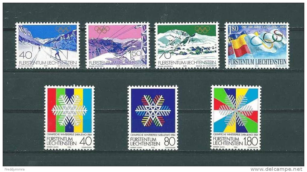 Liechtenstein: 679/ 81 + 775/ 777 + 1023 ** - Unused Stamps