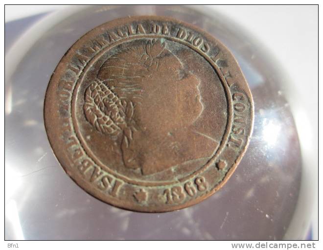 ESPAGNE  SPAIN - ISABEL II - 2 1/2 CENTIMOS DE ESCUDO - 1868 - ETAT VOIR SCAN - First Minting