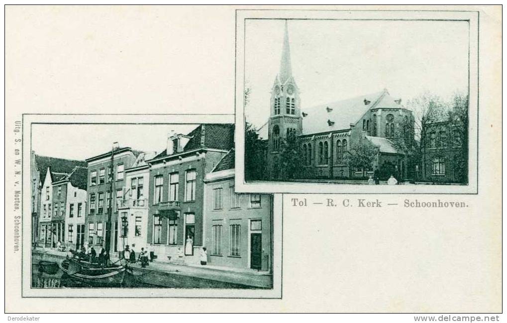 Schoonhoven. Tol-R.C.Kerk. Uitg.van Nooten. Briefkaart Algemeene Postvereeniging. - Schoonhoven