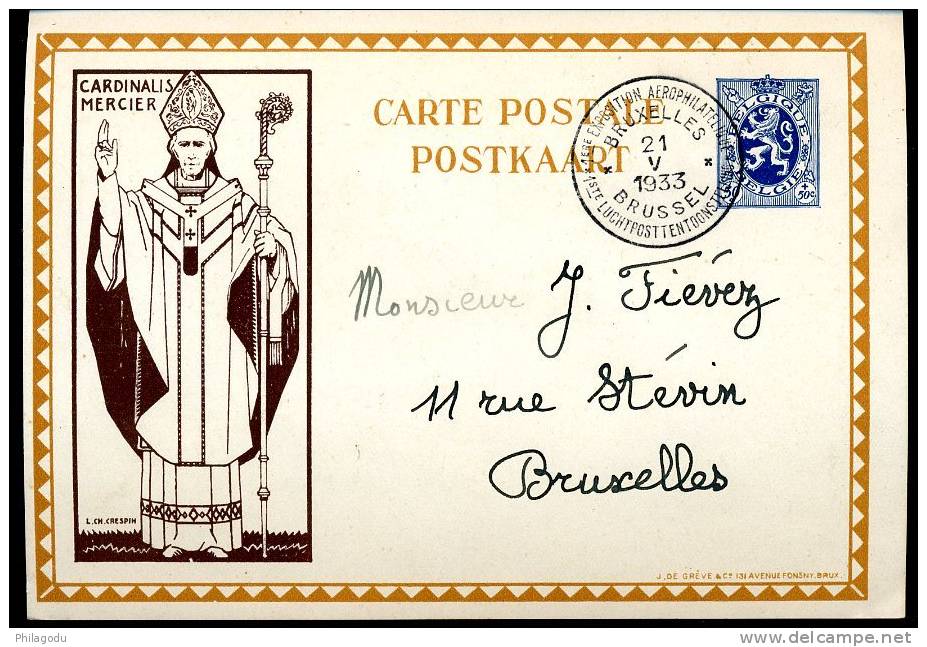 Entier Postal Mercier Et Oblit Spéciale 21-5-1933 EXPO AERO PHILATELIQUE - Illustrated Postcards (1971-2014) [BK]