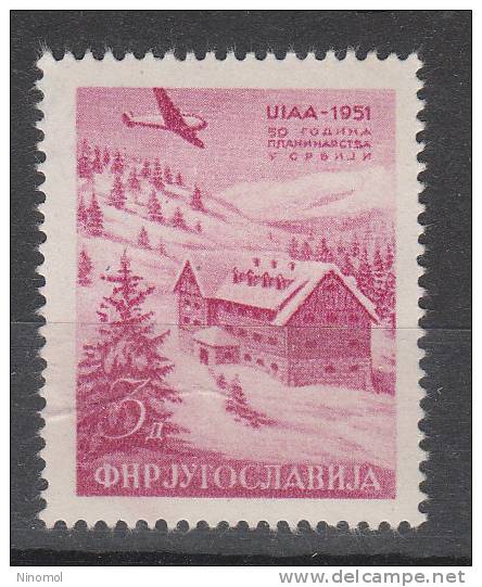 Jugoslavia   -  1951.  Associazioni  Alpine.  Alpine  Association. Plane Over Mountain.  MNH - Escalada