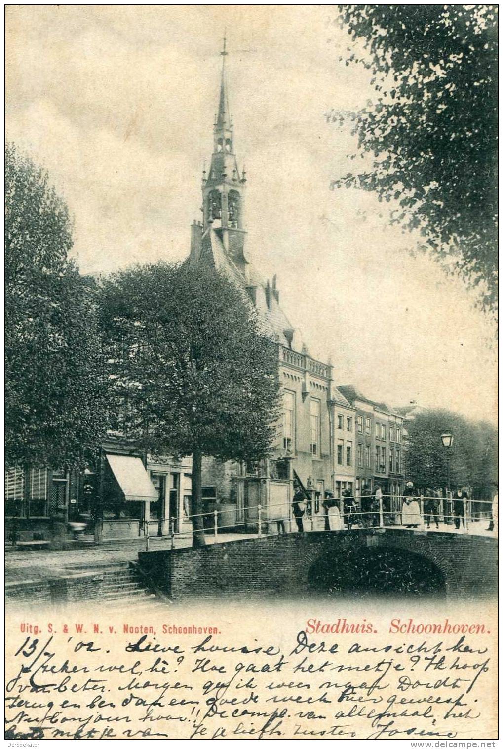 Stadhuis. Schoonhoven. Uitg. Van Nooten.1902. Gelopen Van Schoonhoven Naar Heelsum. Briefkaart Algemeene Postvereeniging - Schoonhoven