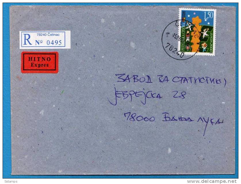 U-P2  BOSNIA SERBA 2000 EUROPA CEPT  SERBISCHE REPUBLIK   RRR CHILDREN  RECCO LETTER-EXPRESS  CELINAC-BANJA LUKA - 2000