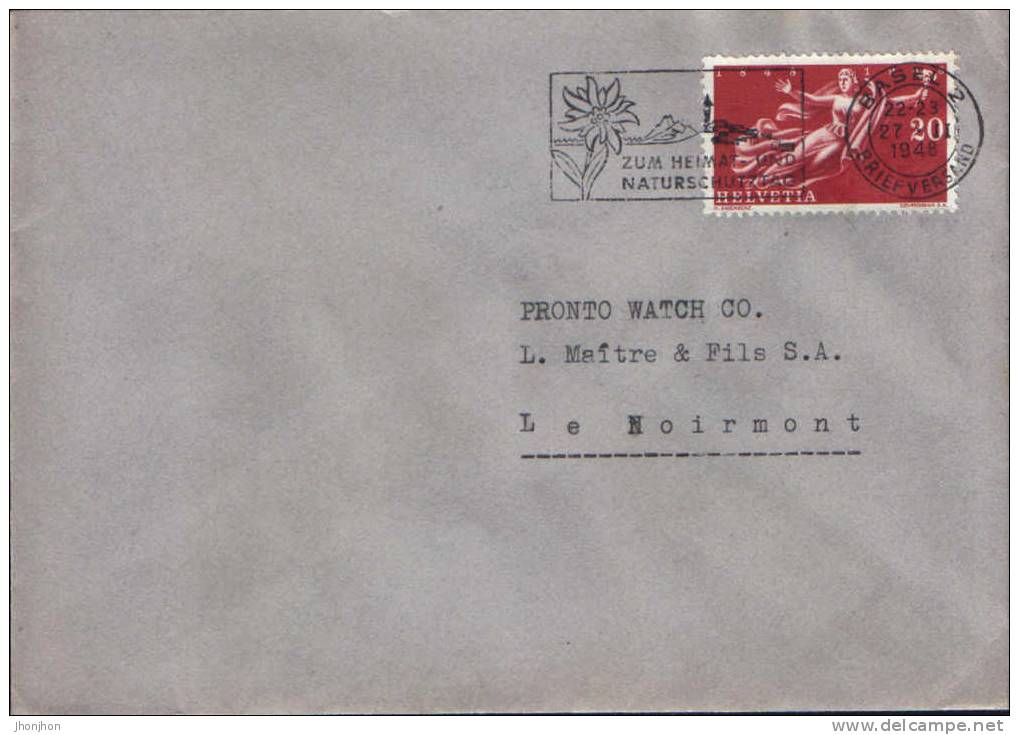 Suisse - Lettre Circulee En 1948 Avec Un Cachet De Publicite - Protection De La Nature - Protection De L'environnement & Climat