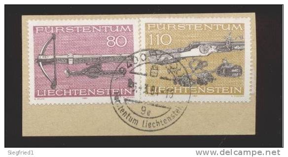 Liechtenstein Gestempelt Briefstücke 751,753 Jagdwaffen - Used Stamps