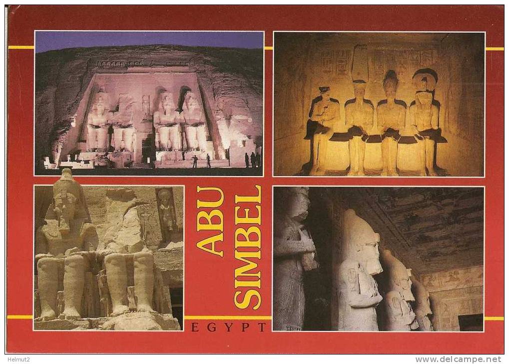 EGYPT EGYPTE Abou (ou Abu) Simbel Temples De Ramses II (façade Statues) Multivues écrite Circ. (cf Détails Timbre) MEA29 - Tempels Van Aboe Simbel