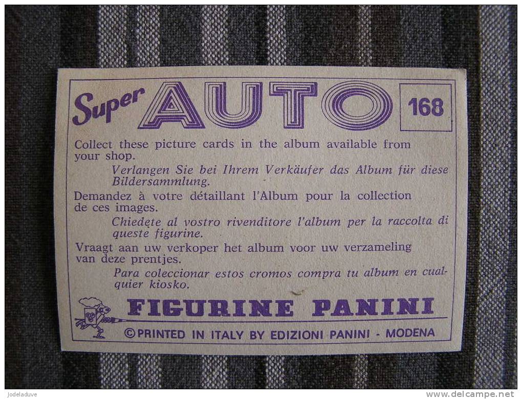 PANINI    Super Auto     RENAULT 20 TL  Sticker N° 168 - Franse Uitgave