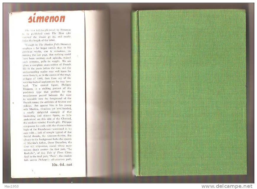 Simenon  THE SHADOW FALLS  Routledge & Sons, London, 1945 - Simenon