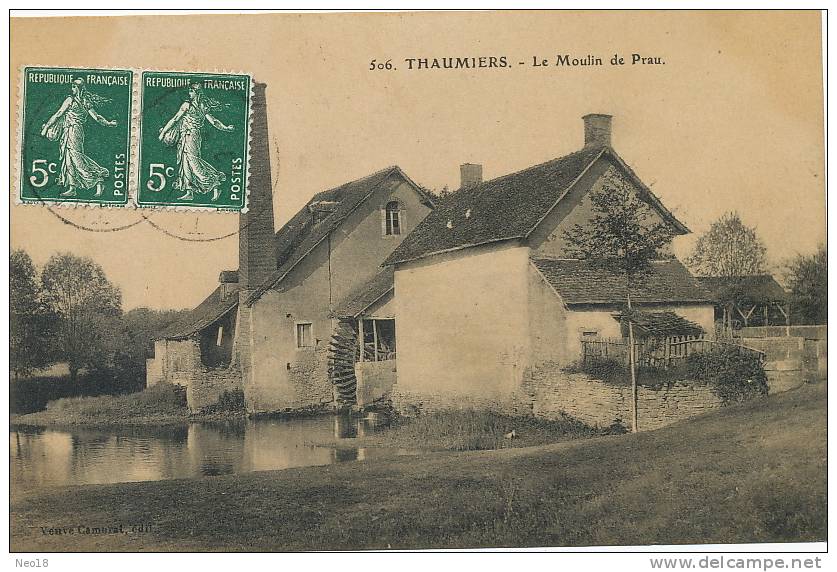 Thaumiers 506 Le Moulin De Prau Roue A Aube  Edit Veuve Camuzat - Thaumiers