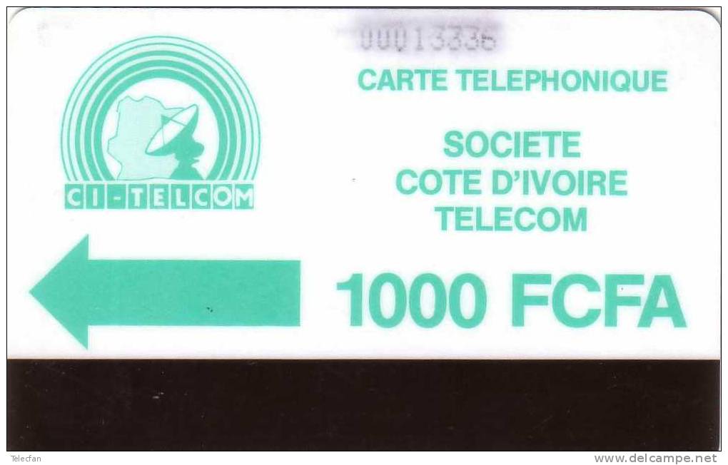 COTE IVOIRE CI-TELCOM VERTE 1000F UT RARE - Côte D'Ivoire