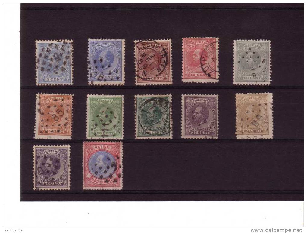 PAYS-BAS - YVERT N°19/29 Oblitérés - COTE = 307 EUROS - SERIE COMPLETE RARE - Usati