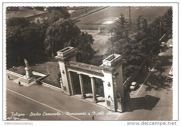 46865)cartolina Illustratoria Foligno - Stadio Comunale E Panorama - Foligno