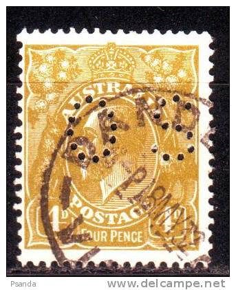 1932  Australia SC#  A4  O 4 Official Stamp Perfin - Usati