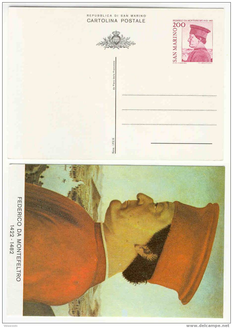 San Marino - Cartolina Postale In Serie Completa Nuova: Federico Da Montefeltro - Entiers Postaux