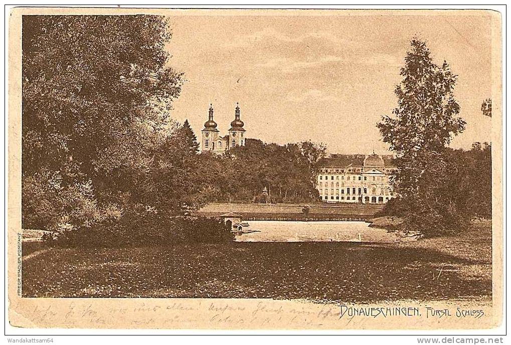 AK DONAUESCHINGEN, FÜRSTL. SCHLOSS 5 / 7 05 5-6 N. DONAUESCHINGEN Nach -6.7.05. 2-3 V. HEIDELBERG *1A (Ankunftsstempel) - Donaueschingen