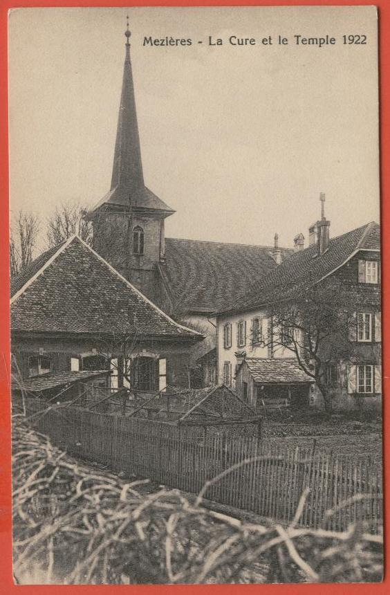 B670, Mezières, Mézières, La Cure Et Le Temple 1922, Non Circulée - Jorat-Mézières