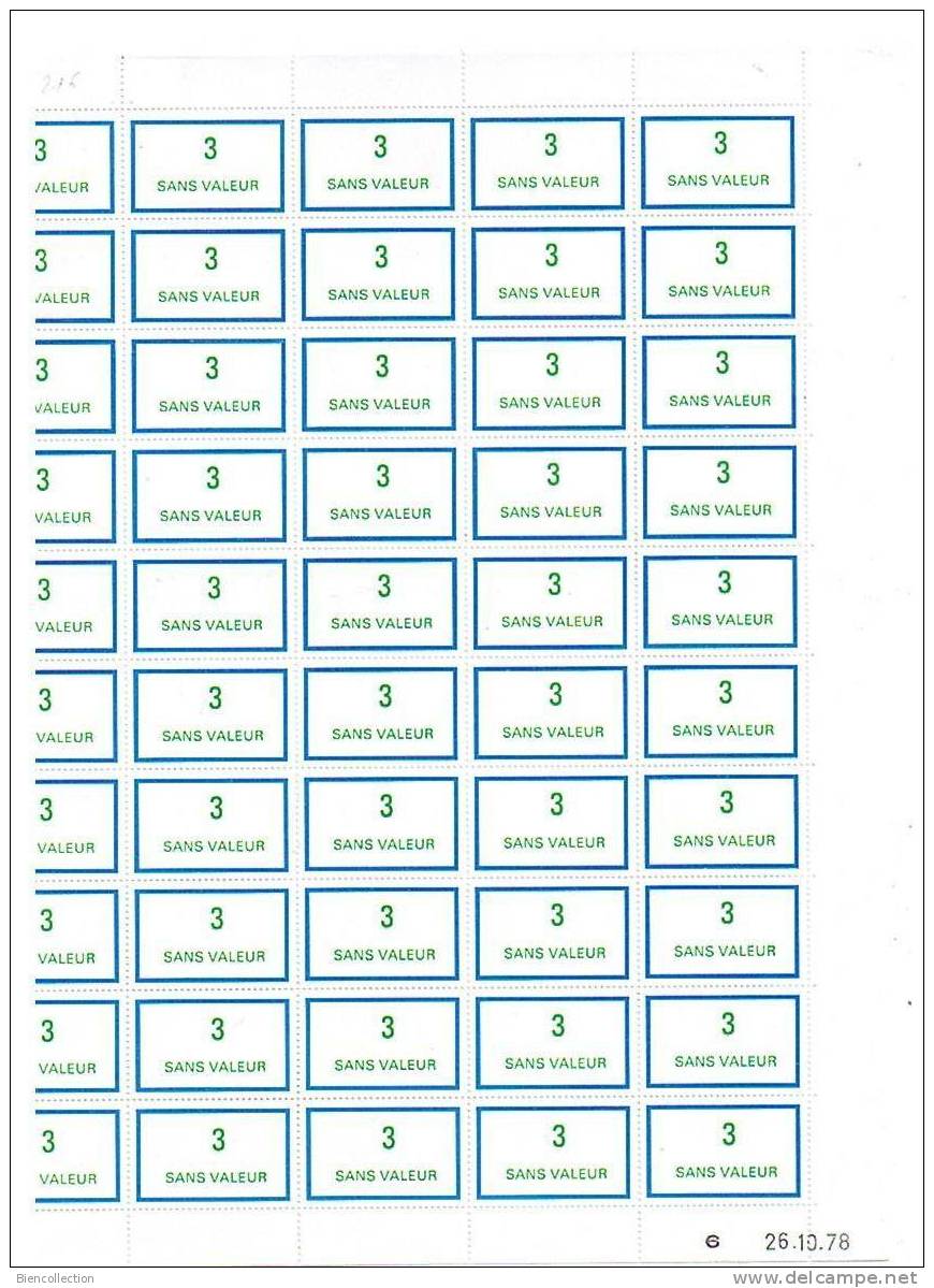 Fictif   F216 En Feuille Complète Avec Coin Daté - Fictie