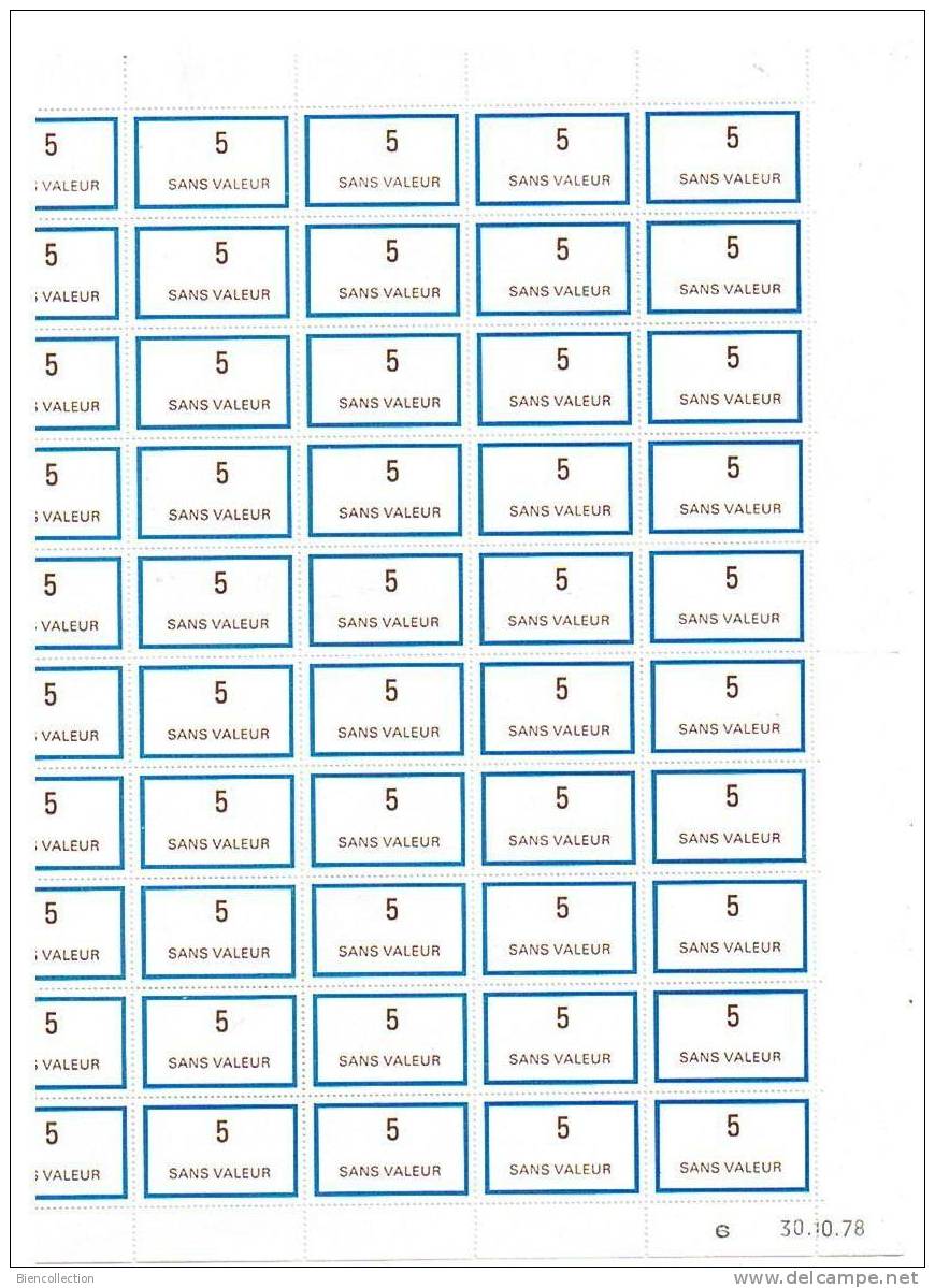 Fictif   F217 En Feuille Complète Avec Coin Daté - Fictifs