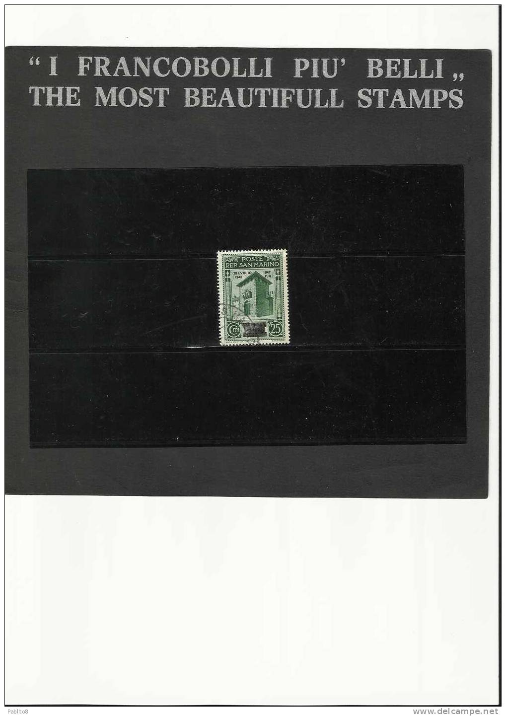 SAN MARINO 1943 CADUTA DEL FASCISMO C. 25 TIMBRATO - Used Stamps