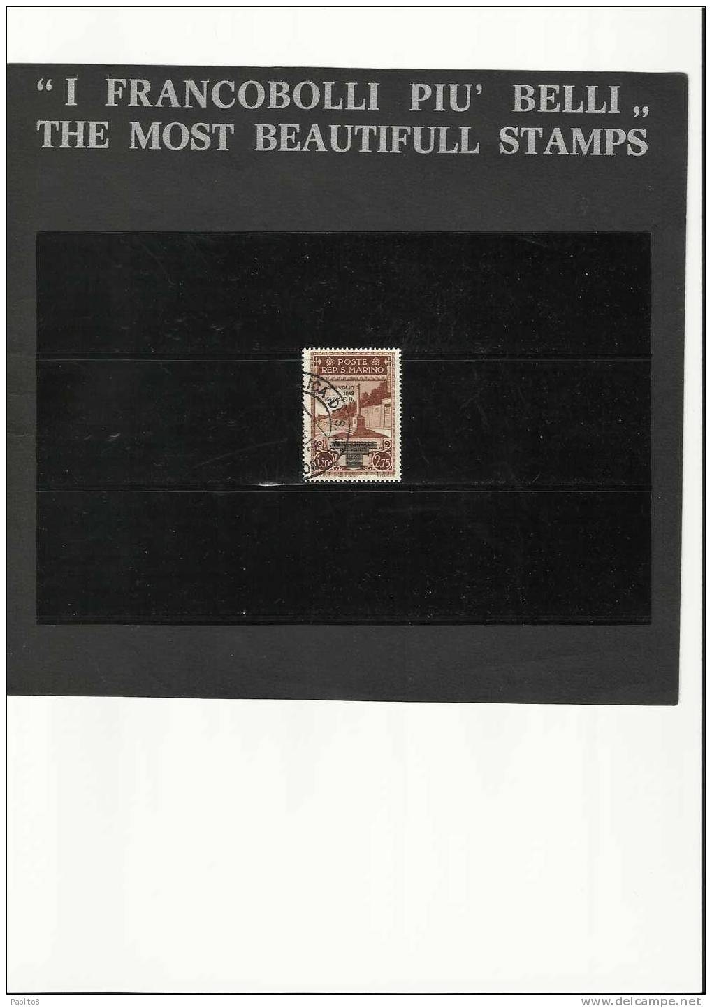 REPUBBLICA DI SAN MARINO 1943 CADUTA DEL FASCISMO LIRE 2,75 USATO USED OBLITERE' - Used Stamps