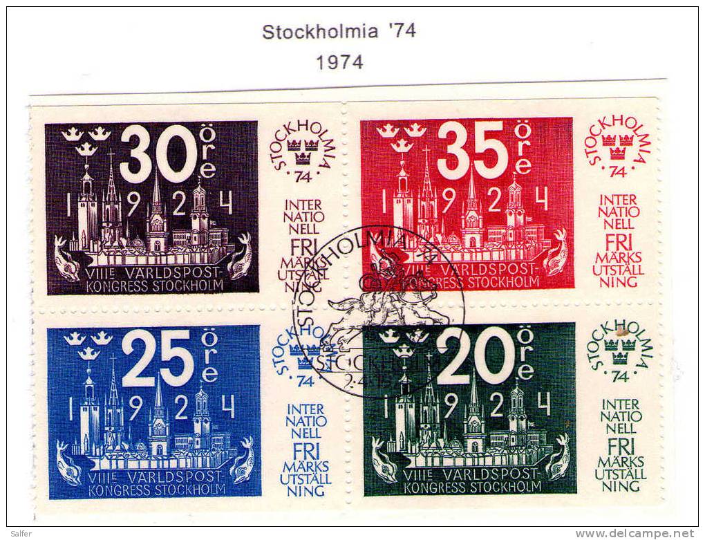 SCHWEDEN / SWEDEN / SVEZIA 1974  Stockholmia ´74 Bloc Gest / Used / Usati - Oblitérés