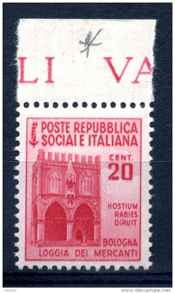 ITALY 1944 RSI  20 Cent SOCIAIE Instead Of SOCIALE Sassone Cat N° 504aa Absolutely Perfect MNH** - Nuovi