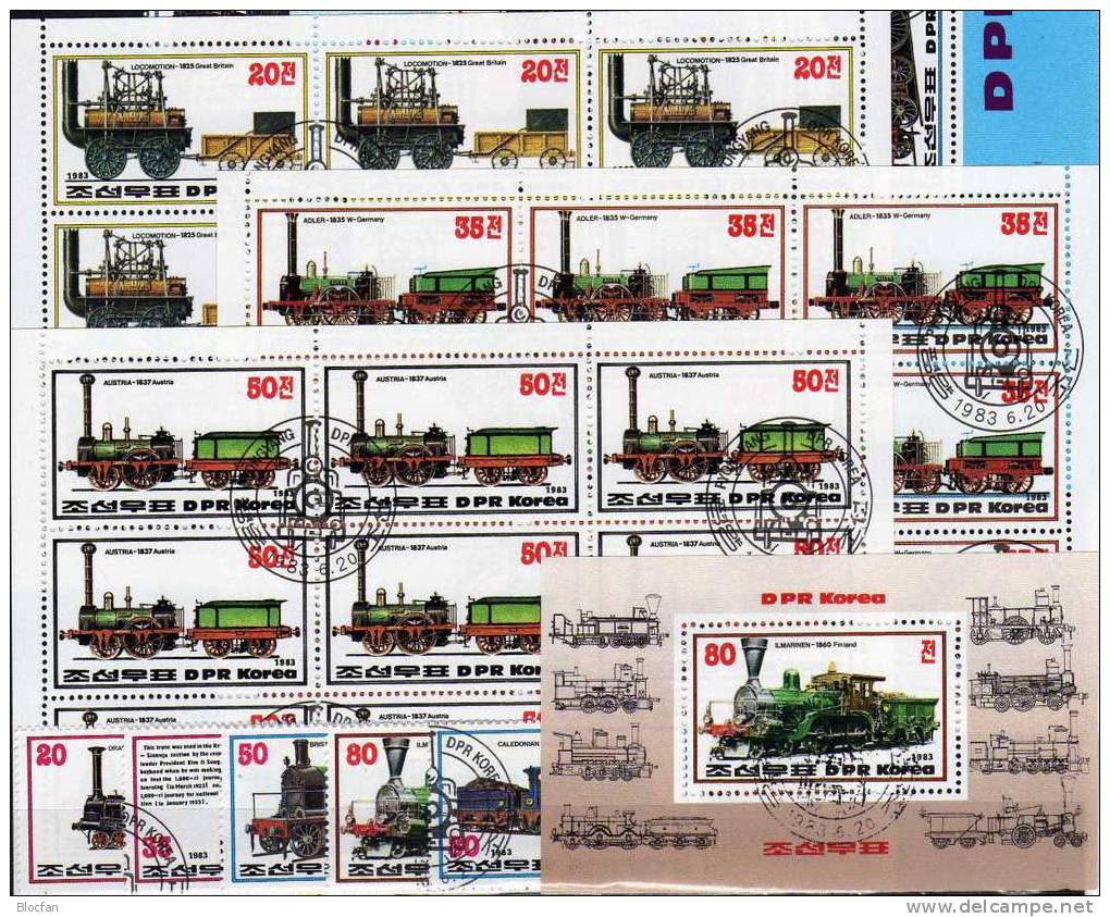 Historische Loks Korea 2371/8,8xZD,4xKleinbogen, Block 146 Plus 147 O 140€ Adler D Ilmarinen FL Iron Duke UK Austria AT - Kilowaar (max. 999 Zegels)