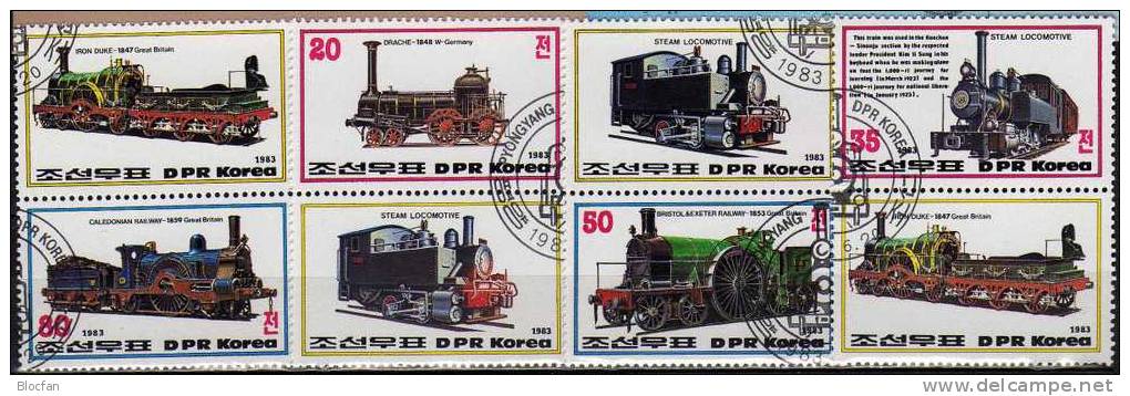 Historische Loks Korea 2371/8,8xZD,4xKleinbogen, Block 146 plus 147 o 140€ Adler D Ilmarinen FL Iron Duke UK Austria AT