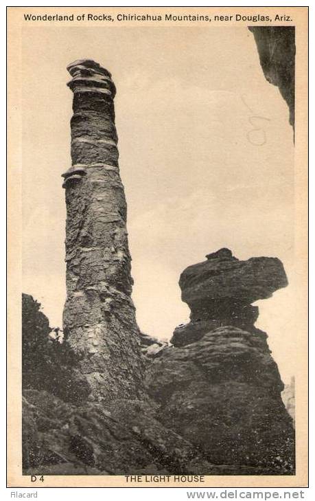 10872  Stati Uniti  Arizona  Near  Douglas Chiricahua  Mountains  Wonderland Of  Rocks:The  Light  House NV  (scritta) - Autres & Non Classés