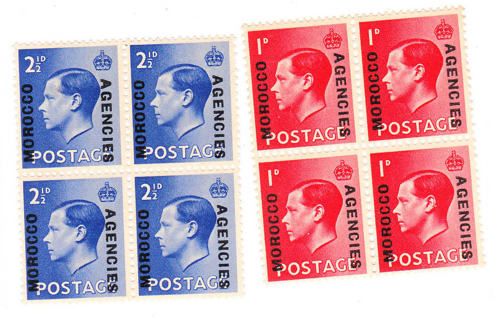 British Office Abroad Morocco Agencies 1936 Edward VIII Overprinted Blk Of 4 MNH - Bureaux Au Maroc / Tanger (...-1958)